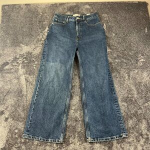 Everlane The Way-High Sailor Jean Dark Blue Denim Jeans 27 Crop Flare Stretch